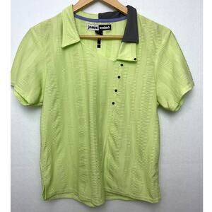 Jamie Sadock Vintage Womens Golf Polo Lime Green Gray Medium